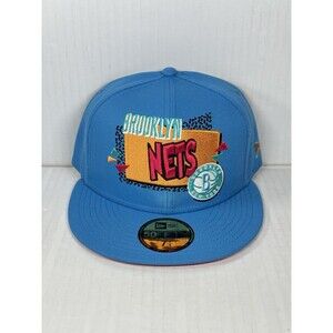 New Era 59FIFTY Brooklyn Nets NBA Blue Reef Pink Retro Fitted Hat Size 7 1/4 NWT